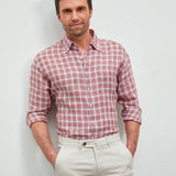 Classic Fit Leinen Karo Button Down