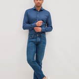 Classic Fit Flanell Oxford Blau