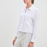 Jo Baumwollbluse Cropped Weiss