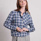 Solin Bluse Cropped Blau kariert