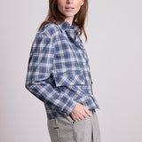 Solin Bluse Cropped Blau kariert