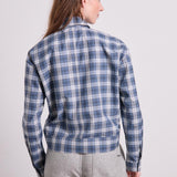 Solin Bluse Cropped Blau kariert