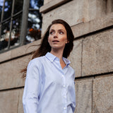 Jo Baumwollbluse Cropped Button Down Blau