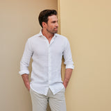 Classic Fit Leinen Weiss