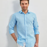 Classic Fit Leinen Aqua